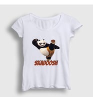Presmono Kadın Beyaz Skadoosh Kung Fu Panda T-Shirt 467092tt