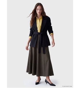 LCW Modest Haki Beli Fermuarlı Ekose Kloş Etek