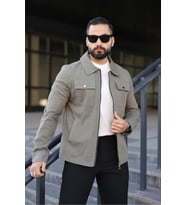 Cep Kapaklı Basic Keten Ceket (Su Yeşili)