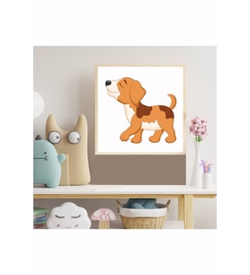 Sevimli Köpek Çocuk Odası Ahşap Çerçeve Tablo 6