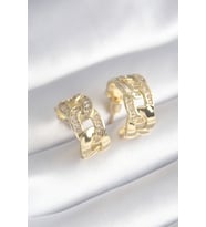 Pirinç Gold Renk Zirkon Taş Detay Zincir Model Kadın Küpe 5886 - SSSSSS7691-2207