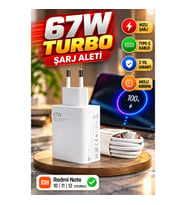Redmi Note 10, 11 ve 12 Uyumlu 67W Turbo Hızlı Şarj Adaptörü Type-C Lightning Kablo