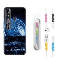 Tecno Spark 6 6 Go 8C 8 Pro 7 7 Pro Kılıf Kablo Koruma Spiral Silikon Mavi Gece 1605