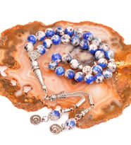 Mavi Beyaz Jade Taşı Tesbih (8 mm)