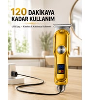 Profesyonel Saç Sakal Tıraş Makinesi T Bıçaklı Turbo Modlu LED Ekranlı 3 Taraklı Şarjlı
