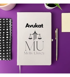 Avukatlara Özel İsim Yazılı Tasarımlı Defter (Beyaz)