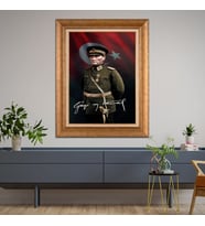 Altın Varaklı Çerçeveli Paspartulu Atatürk Tablo DC0907 (Gold)
