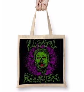 Zombie Purple Grunge Splatter Happy Halloween Bez Çanta Uzun Saplı