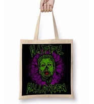 Zombie Purple Grunge Splatter Happy Halloween Bez Çanta Uzun Saplı