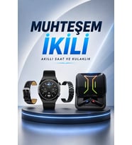 Northcity Bluetooth Kulaklık ve Akıllı Saat Spor Seti - Titreşimli Bildirim, 2000mAh Şarj Kutusu ve IPX5 Su Geçirmez
