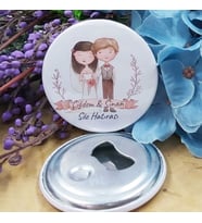 Hayaller Dükkanı 30 Adet Gelin Damatlı Açacak Magnet Söz Nişan Nikah Hediyesi Nikah Şekeri Metal 6 Cm