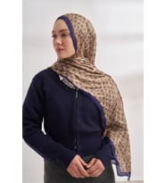 Bej Saks Armanda AA Monogram Desen Vual Şal