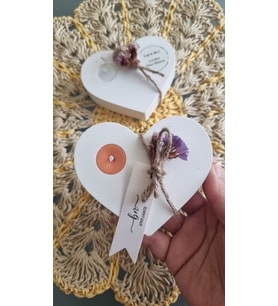 Kalp Mumluk & Mum - 2 li (Beyaz - Somon Pembe)