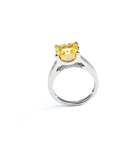 Sky Diamond Yellow Sitrin Taşlı 925ayar Gümüş Üzerine Altın Kaplama Ice cut kesim tek taş yüzük