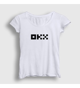 Presmono Kadın Beyaz Logo Okx Bitcoin Blockchain T-Shirt 432088tt (Beyaz)