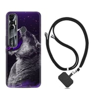 Tecno Spark 6 6 Go 8C 8 Pro 7 7 Pro Kılıf Boyun Askılı Silikon Purple Leopar 1750
