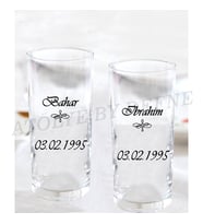 2 li isimli ve tarihli kişiye özel baskılı rakı bardağı kadehi