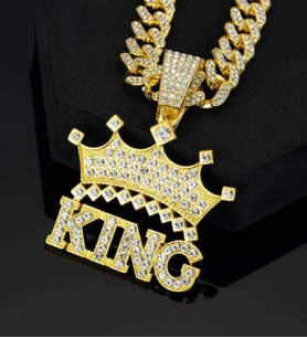 Hip Hop Iced Out King Pendant Küba Zincir Kolye Ucu Charm