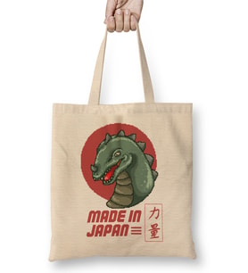Made In Japan Godzilla Pixel Art Bez Çanta Uzun Saplı