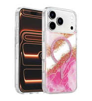 Onegif iPhone 17 Pro Lotus Simli Magsafe Kapak - Pembe