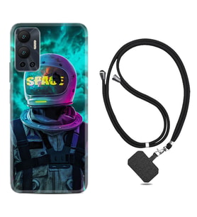 Infınix Hot 12 Kılıf Resimli Boyun Askılı İpli Desenli Silikon Series Space 1854