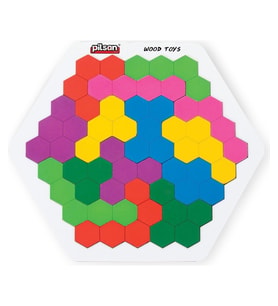Desen Kartlı Ahşap Petek Puzzle 15 Parça