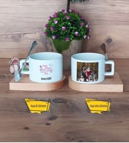 Anneler Günü Hediyesi Kupa Bardak Ahşap Altlıklı Kısa Fotoğraflı Anneye Hediye