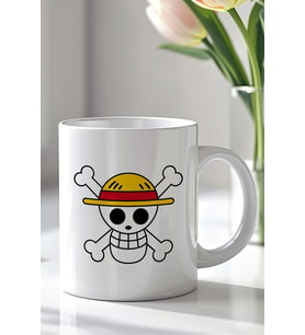 One Piece Tasarımlı 330ml Baskılı Beyaz Seramik Kupa Bardak