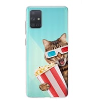 PrintiFy Samsung Galaxy A71 ile Uyumlu 1mm Slim Fit Kedi 1 050b Baskılı Şeffaf  Kılıf