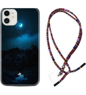 Apple iPhone 11 12 13 Mini Kılıf Boyun Asklı Rasta Silikon Gece 1633