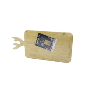DİKDÖRTGEN AHŞAP BAMBU KESİM PANOSU - KESME TAHTASI GEYİK BOYNUZ FİGÜR SAPLI 22X36CM (5343)