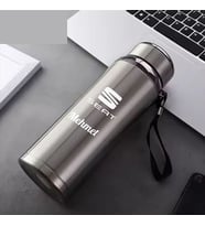 1 Litre Paslanmaz Çelik Araç Baskılı Termos 12 Saat Sıcak Soğuk Tutma  Dayanıklı Yapı (Gümüş)