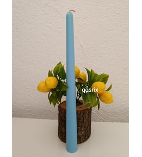 qosrix Açık Mavi Şamdan Soya Mumu 1. Kalite Soya Doğal Pudra Kokulu Uzun Çubuk Konik Mum Dekoratif 1 Adet