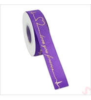 Grogren Kurdele Love You Altın Baskılı, 2,5cm x 23mt - Mor