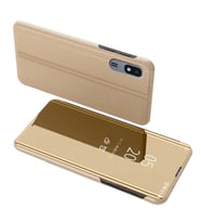 Samsung Galaxy A2 Core Uyumlu Aynalı Kapaklı Lüx Kılıf (Gold)