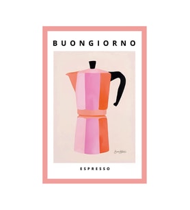 Kahve ile Başlayan Sabah – Buongiorno Espresso Kartpostal & Hediye Not Kartı  10x15 cm (Pembe-Mavi-Sarı-Beyaz)