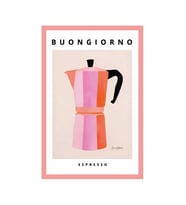 Kahve ile Başlayan Sabah – Buongiorno Espresso Kartpostal & Hediye Not Kartı  10x15 cm (Pembe-Mavi-Sarı-Beyaz)