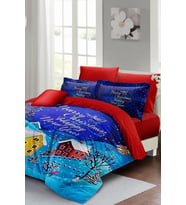 Yılbaşı Süsü Snow Noel %100 Pamuk Saten 3d Çift Kişilik Nevresim Takımı
