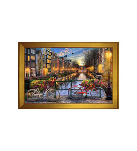 Manzara Temalı Kanvas Tablo 80 x 110 cm Gold Çerçeve