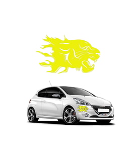 Panter Başı Oto Sticker Sarı 20*20 Cm