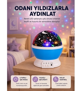 Renkli LED Gece Lambası 6 Işık Modlu Çocuk Odası Atmosfer Aydınlatma