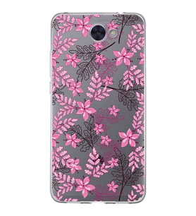Huawei Y7 2017 Uyumlu Kapak Floral Pembe Tasarımlı Şeffaf Silikon Kılıf