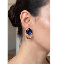 LACİVERT TAŞLI HALKA KÜPE 3,5 CM.