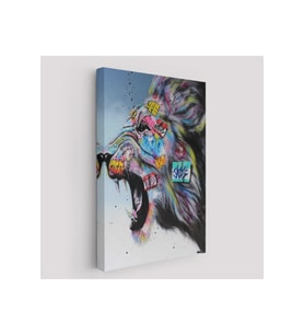Renkli Kükreyen Aslan Kanvas Tablo Pop Art Sokak Sanatı-5316