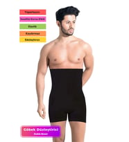 Özel Üretim Basen Toparlayıcı Sıkılaştırıcı Göbek Düzleştirici Bel İnceltici Erkek Duble Boxer Korse (Siyah)