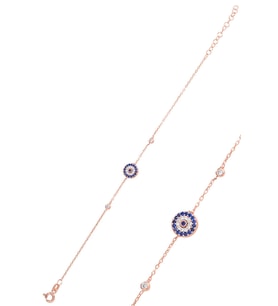 Söğütlü Silver Gümüş rose zirkon taşlı nazar bileklik
