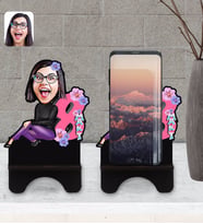 BK Gift Kişiye Özel Kadınlar Günü Karikatürlü Ahşap Biblo Telefon Standı-2
