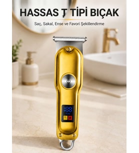 Şarjlı Saç Sakal Kesme Makinesi 1 2 3 mm Taraklı T Tipi Bıçaklı Kablolu ve Kablosuz Kullanım