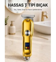 Şarjlı Saç Sakal Kesme Makinesi 1 2 3 mm Taraklı T Tipi Bıçaklı Kablolu ve Kablosuz Kullanım