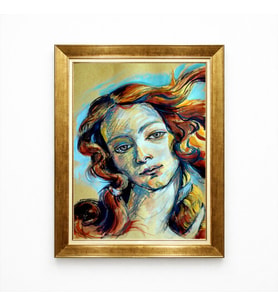Tablore Botticelli Venüs'ün Doğuşu Mitolojik Kadın Portresi Gold Çerçeveli Sanatsal Kanvas Tablo